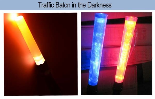 led traffic baton in darkness